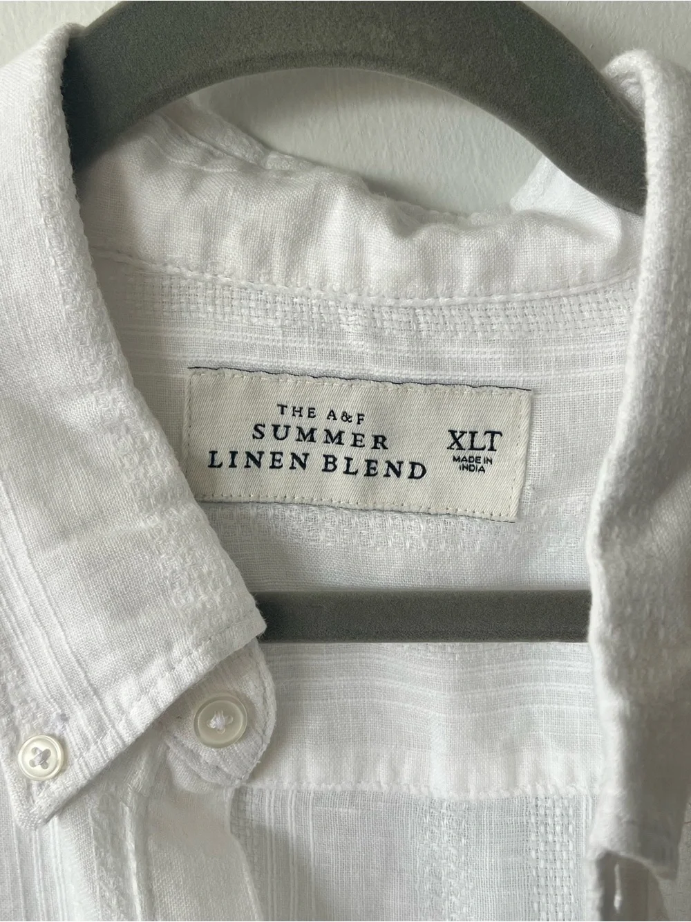 Abercrombie 2025 Summer Linen Blend button down [White] XLT unworn without tags - Picture 2 of 2